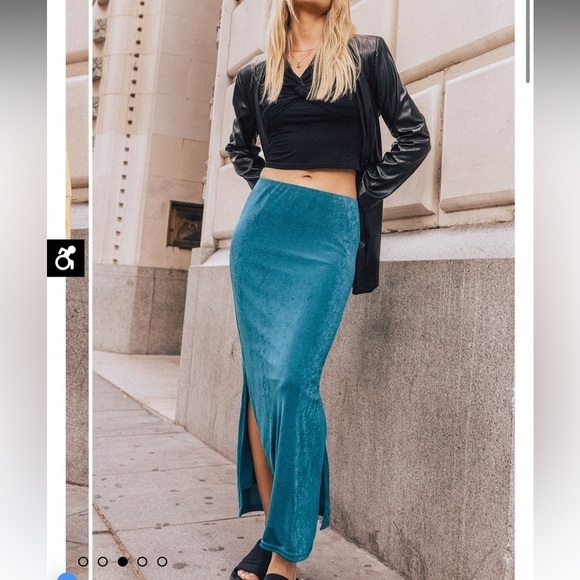 DAVINA MAXI SKIRT IN TEAL - Picture 3 of 11